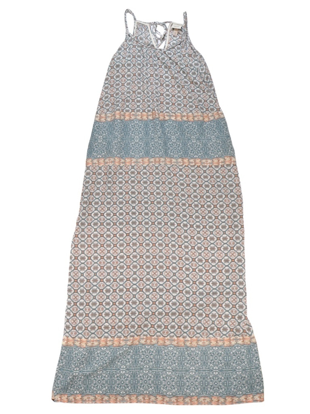 Knox Rose Boho Maxi Dress Medium Blue Coral Print Pockets Sleeveless